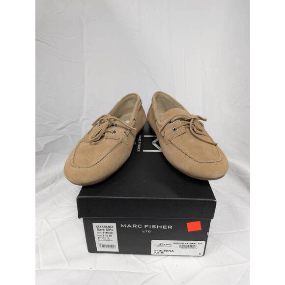 NEW MARC FISHER women's uleena leather boat shoe in brown - Picture 3 of 3